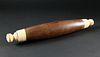 Whaler Made Whale Ivory and Wood Rolling Pin, circa 1850