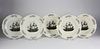 Set of Five English Pearlware Transferware Plates, early 19th Century