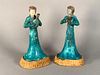 Pair of Chinese Glazed Plaster Figures