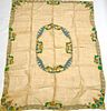 Vintage Linen Tablecloth with Chinese Style Applique