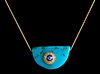 18K YG Turquoise & Diamond Pendant Necklace