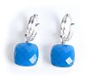 Pair, 14K WG & Blue Quartz  Diamond Earrings