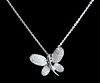 14K White Gold Diamond Butterfly Pendant Necklace