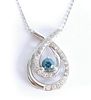 14K WG Diamond & Aquamarine Pendant Necklace