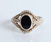 Sterling Silver & Onyx Navajo Ring, Size 7 1/2