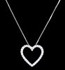 14K White Gold & Diamond Heart Pendant Necklace