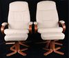 20th C. Italian White Leather Reader Chairs