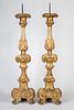 Italian, Pair of Large Carved Wood Gilt Candlesticks, 18th Century
