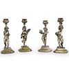 (4 Pc) Set Of Sterling Silver "Four Seasons" Candle Holders