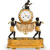 19th Cent French Empire Gilt Bronze Mantel Clock