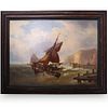 Mauritz Hendrick de Haas "Ship in Peril" Oil On Canvas