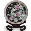 Large Chinese Famille Noire Porcelain Charger