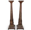 Pair Of Decorative Wood Candle Sticks