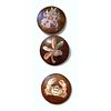 A GROUP OF THREE DIV. 3 WOOD INLAID BUTTONS