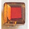 ONE CUBE SHAPED DIV. 1 AMBER COLOR TINGUE GLASS BUTTON