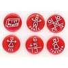 A SET OF 6 RED BAKELITE BUTTONS KNOWN AS THE SCHOOL SET