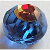 A FACETED BLUE BALL TINGUE GLASS BUTTON