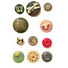 11 ASSORTED CELLULOID BUTTONS, PICTORIAL AND PATTERNS