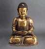 Chinese Gilt Copper Figure Of Buddha Shakyamuni