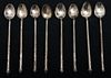 Cambodian Handcrafted Silver Spoons, Set of 8
