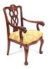 Chippendale Style Arm Chair w Animal Carving