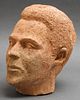 Modern Clay Sculpture, Head of Man