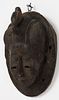 African Carved Wood Mask W Bird on Head