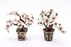 Chinese Hardstone Trees In Champleve Pots, Pair
