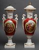 French Neoclassical Style Porcelain Mantel Urns Pr