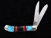 Navajo Turquoise Coral Inlaid Blue Mountain Knife