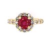 Blood Red Ruby and Diamond 14K Gold Ring
