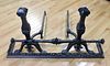 Antique Large And Heavy Duty Andirons, Fender &