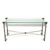 Unsigned Vintage Giacometti Steel and Glass Console Table