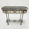 Small Neoclassical-style Wrought Brass and Marble Console Table