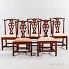 Set of Five Chippendale Carved Mahogany Side Chairs