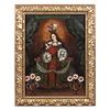 Anónimo. Virgen cuzqueña. Óleo sobre tela. Marco de madera dorada. 58 x 42 cm.