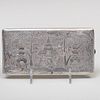 Chinese Export Silver Cigarette Case Engraved with Landscape Scenes