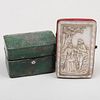 English Shagreen Writing Set and a Mother-of-Pearl Card Case