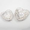Two Gorham Heart Shaped Silver Dishes with Reticulated Rims