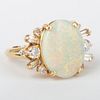 18k Gold, Opal and Diamond Ring