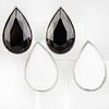 Two Pairs of Tess Design Silver, Black Crystal and White Stone Earclips
