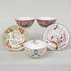Group of English Porcelain Decorated in Red and Blue Patterns
