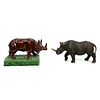 Two (2) Rhino Figurines