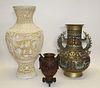 Grouping of Three Decorative Asian Vases, 1 Signed