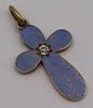 JEWELRY. Russian Gold and Guilloche Enamel Cross