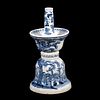 A 18th-/19th century blue and white candlestick holder