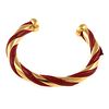 Vintage Hermes gold tone, red leather cuff bracelet