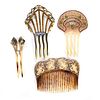 Vintage rhinestone, celluloid and shell hair combs