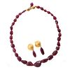 Faceted ruby bead, gilt silver necklace & earrings set