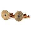 Pair of vintage sapphire and 14k gold cufflinks